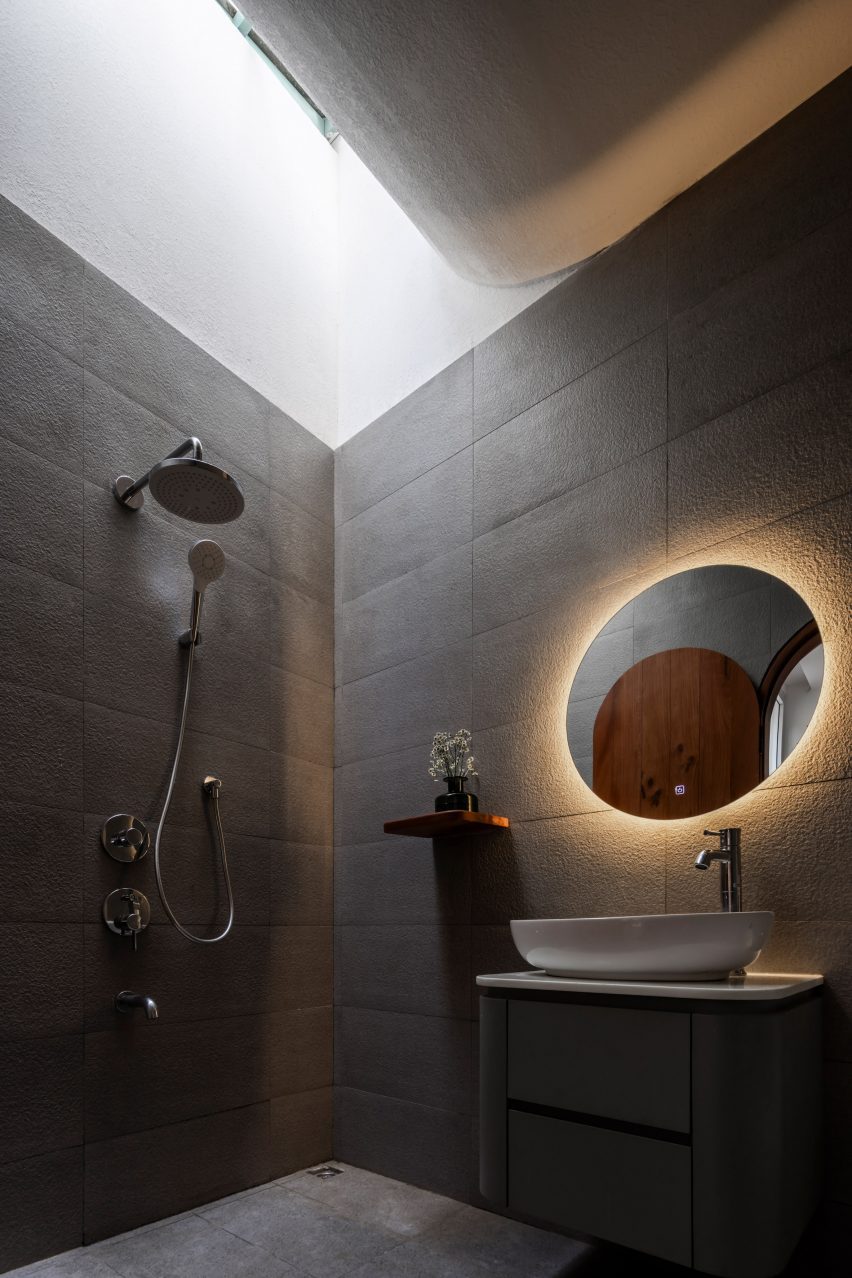Grey bathroom interior