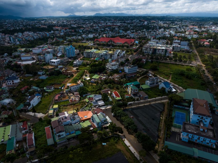 Aerial view of Tile House by The Bloom Architects
