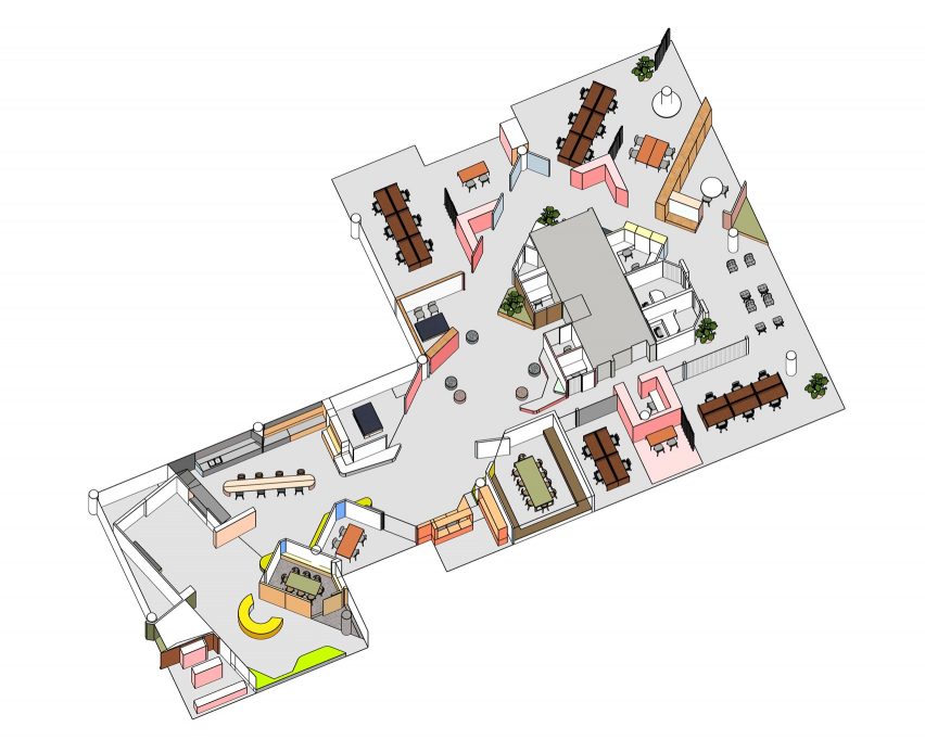 Axonometric floor plan of Today Design office by Studio Edwards