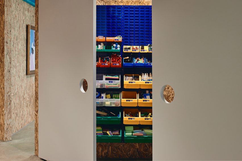 Storage closet in Today Design office by Studio Edwards