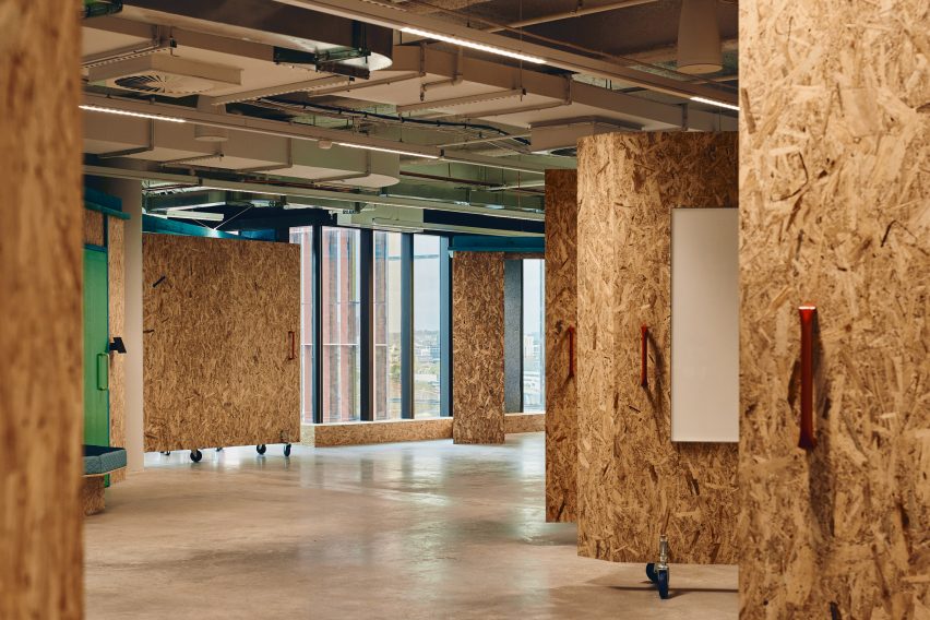 OSB partitions in Today Design office by Studio Edwards