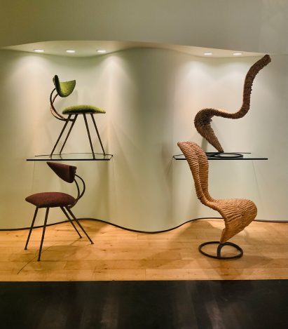 Chairs at the Tom Dixon: Metalhead exhibition