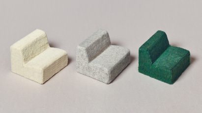 Robot-made wool blocks by Christien Meindertsma