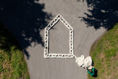 Wool in the shape of a house
