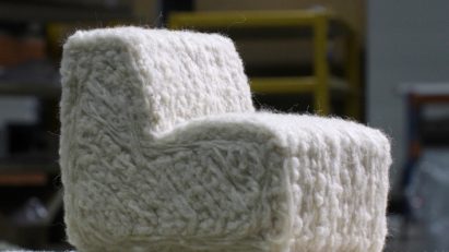 Model of 3D printed wool chair by Christien Meindertsma