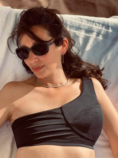 Katy Marks wearing her self-designed Uno bra