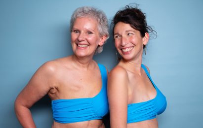 Blue bikini tops featuring one cup each