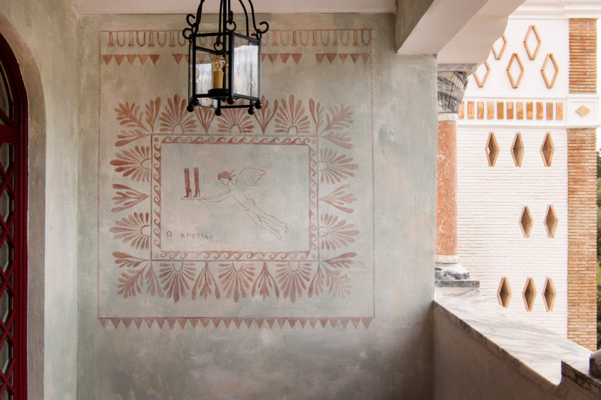Murals adorn walls throughout the hotel