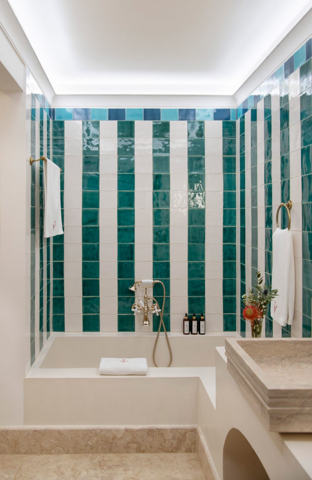 Colourful bathroom tiles