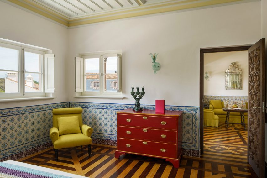 Wooden floors and tiled dado rails