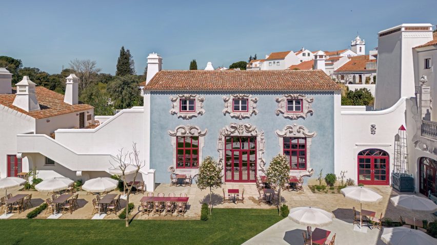 Blue rendered hotel in portugal Christian Louboutin