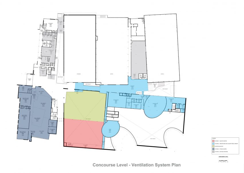 Plan drawing of a gym
