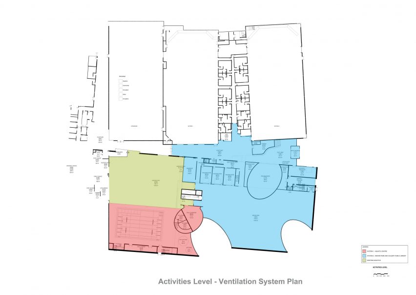 Plan drawing of a gym