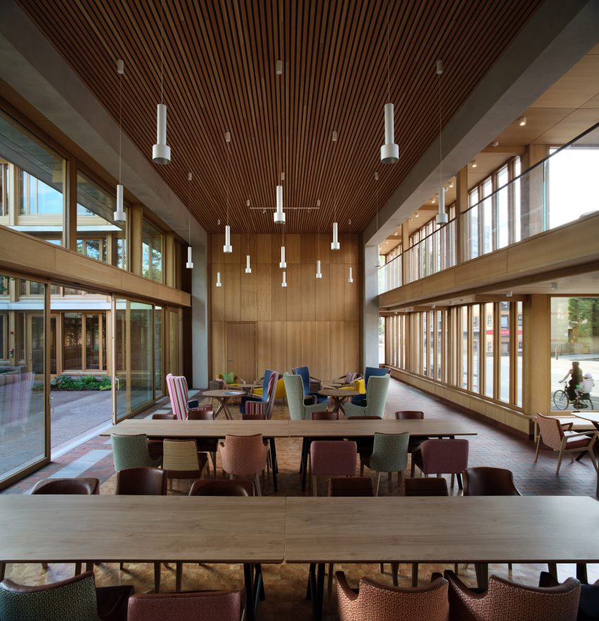 Timber-lined interior at the Appleby Blue housing by Witherford Watson Mann