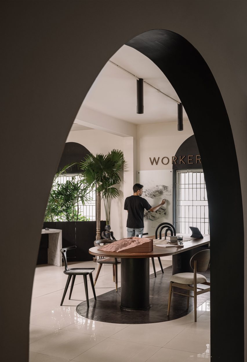 Workers of Art office interior in Kerala