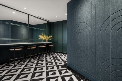 Grey recycled PET acoustic panels