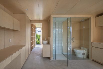 Wooden interior of study space by YounghanChung Architects