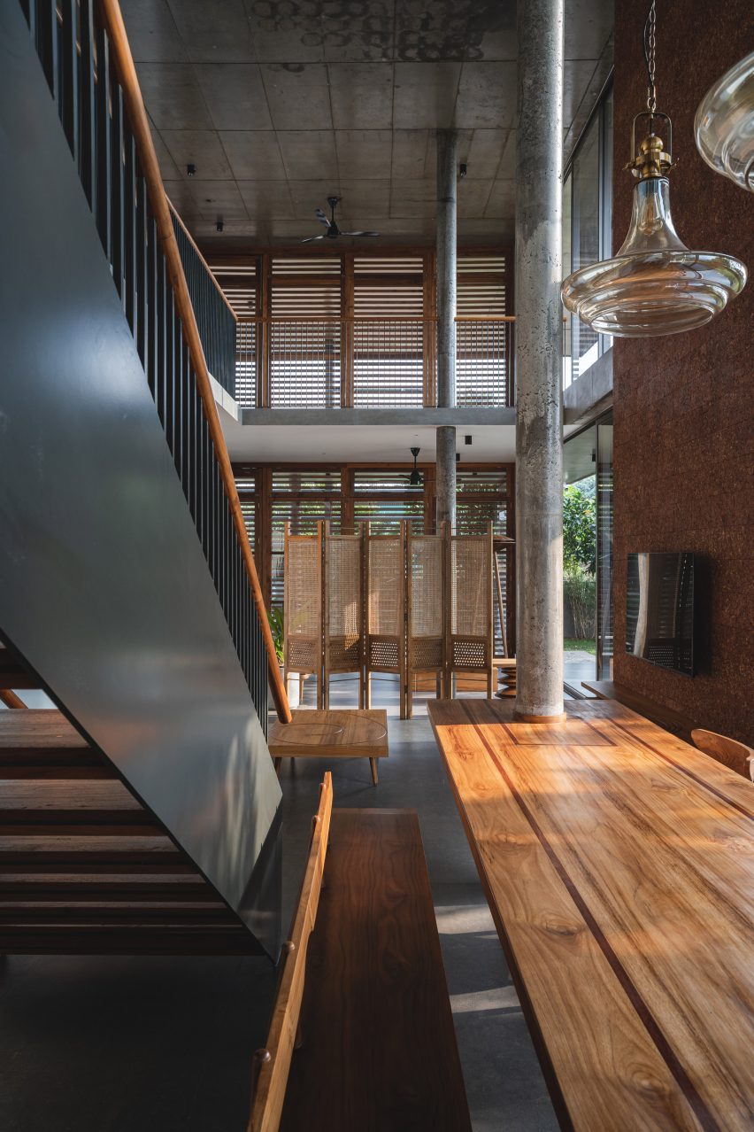 Wood louvred home in Kerala, India by 3dor Concepts