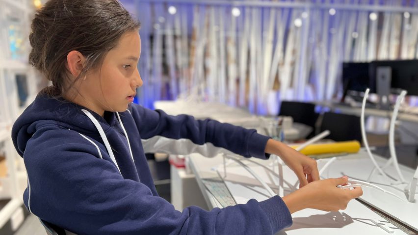 Student working on an architectural model