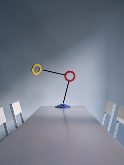 Sculptural, colourful lamp