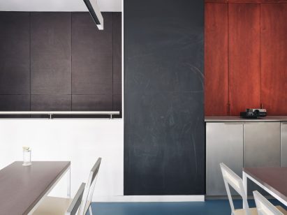 Tall blackboard in the classroom