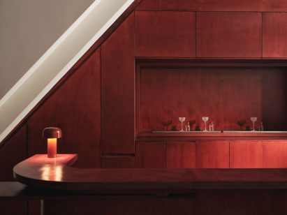 Reddish plywood bar