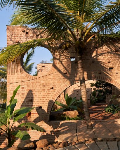 Brick walls of the community centre in Bangalore