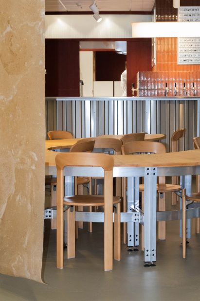 Biomaterial panels at Copenhagen airport restaurant