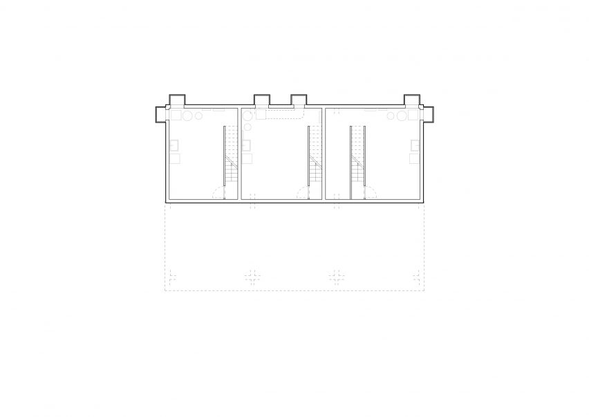 Plan of Concrete terrace houses in Switzerland by Atelier Rampazzi