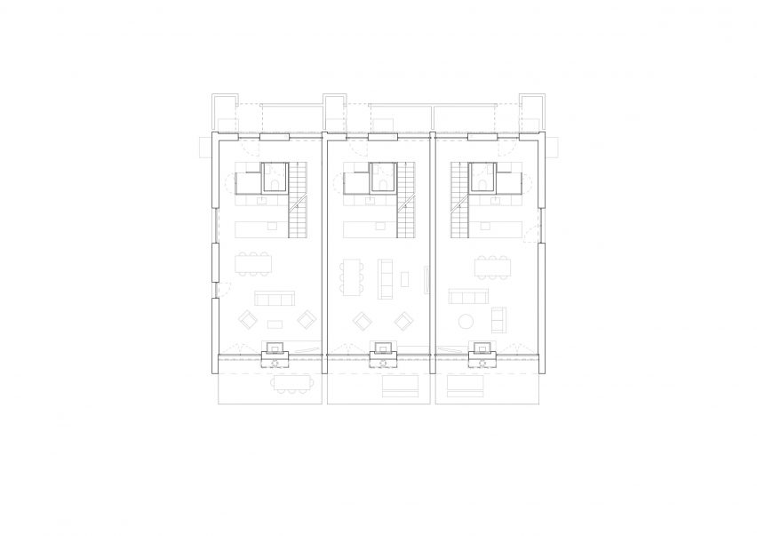 Plan of Concrete terrace houses in Switzerland by Atelier Rampazzi