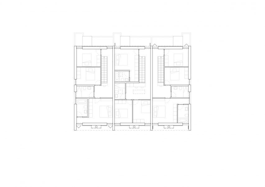 Plan of Concrete terrace houses in Switzerland by Atelier Rampazzi