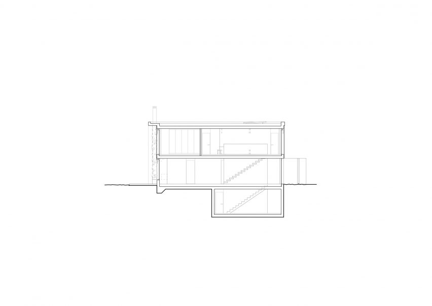 Section of concrete terrace houses in Switzerland by Atelier Rampazzi