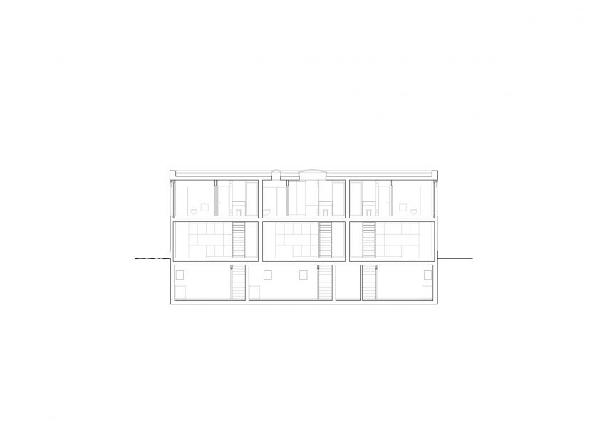 Section of Concrete terrace houses in Switzerland by Atelier Rampazzi