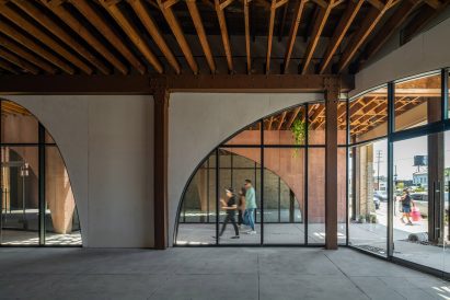 Passageway in renovated retail structure with arches