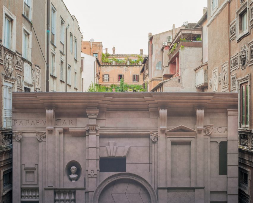 Construction site temporary facade in a palace courtyard by ROBOCOOP