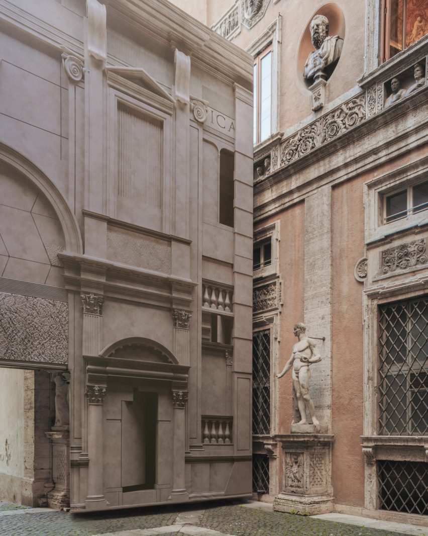Temporary facade in a palace courtyard by ROBOCOOP