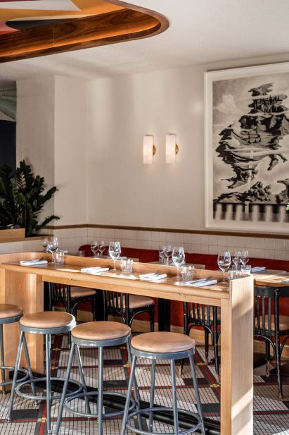 Vintage furniture in Montreal restaurant