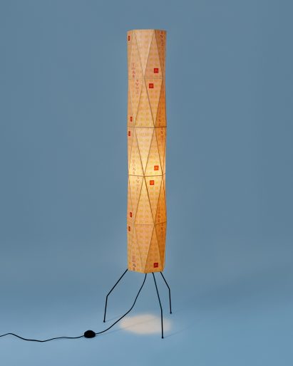 a lamp made with mcdonalds wrappers