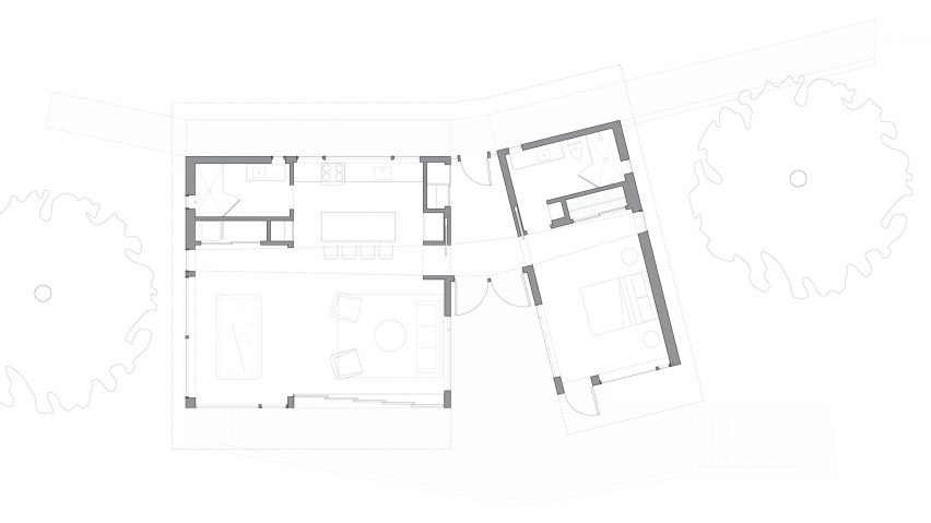 plan drawing of diamond adu by Schwartz and Architecture