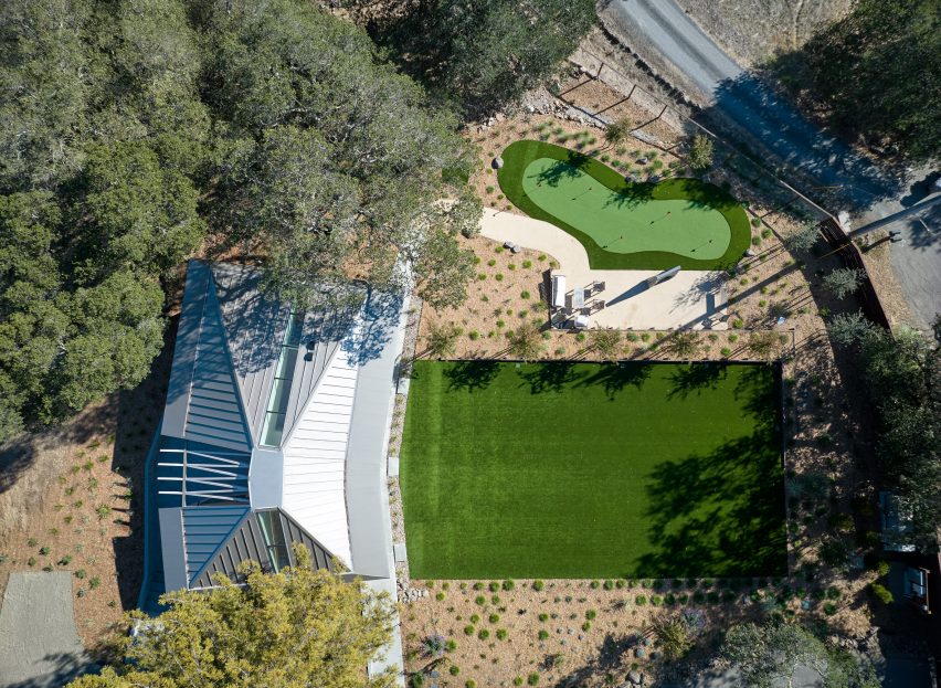 a green yard from above