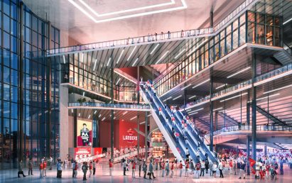 Shopping centre and baseball stadium by DLA+