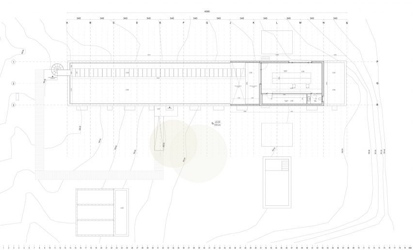 Ground floor plan drawing of Casa Eñe by Estudio Albar in Spain