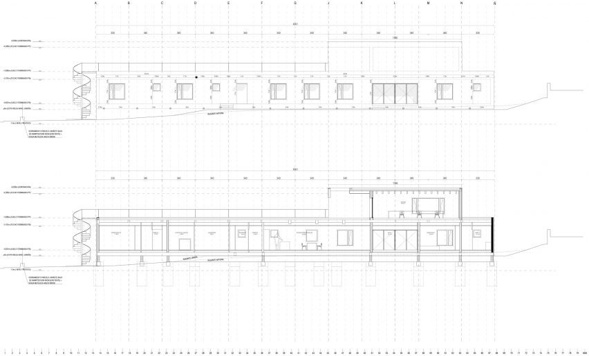 Section drawing of Casa Eñe by Estudio Albar in Spain