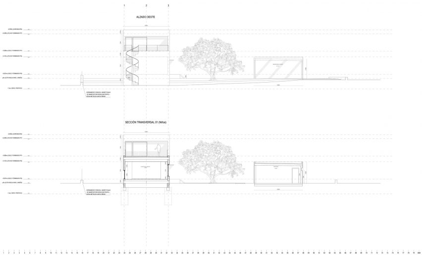 Section drawing of Casa Eñe by Estudio Albar in Spain
