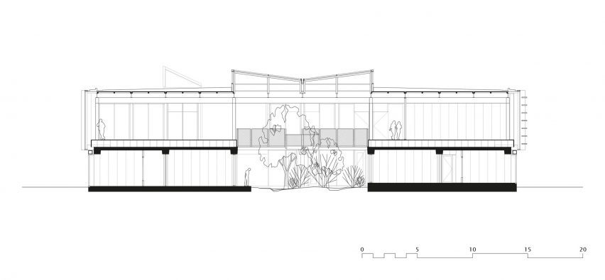 Section drawing of university campus in the Netherlands by Civic architects and VDNDP