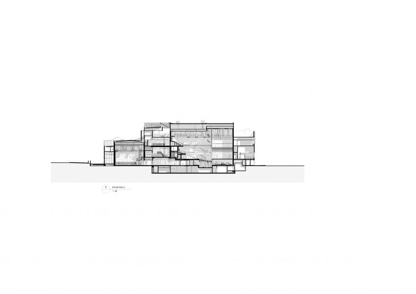 Section drawing of the Geelong Arts Centre by ARM Architecture