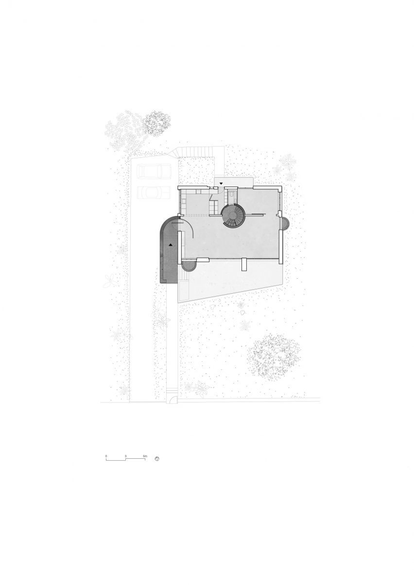 Plan drawing of home renovation in France by Atelier Delalande Tabourin