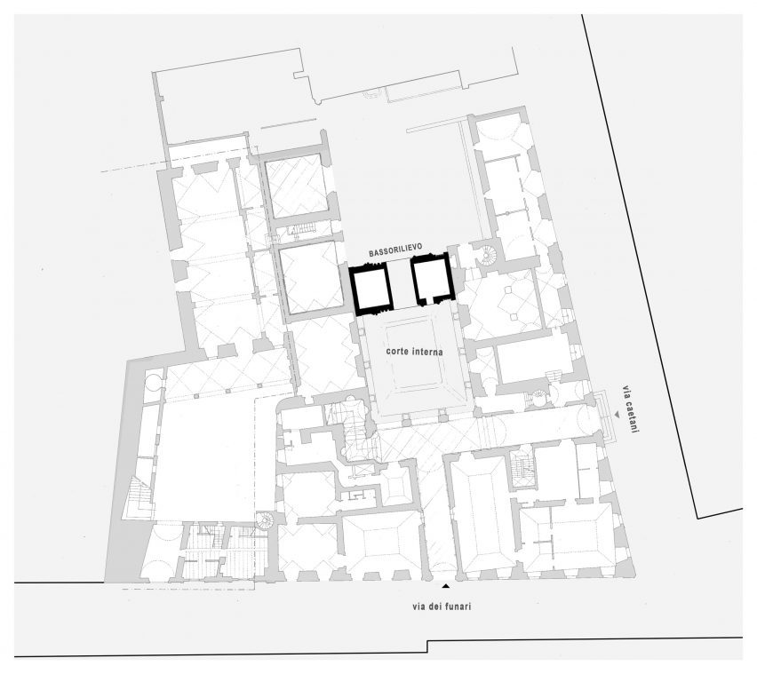 Plan of the BassoRilievo temporary facade by ROBOCOOP
