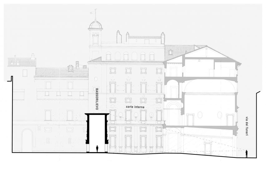 Section of the BassoRilievo temporary facade by ROBOCOOP