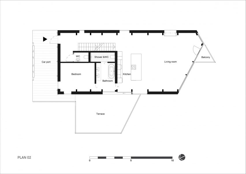 Upper floor plan of House Dokka in Norway